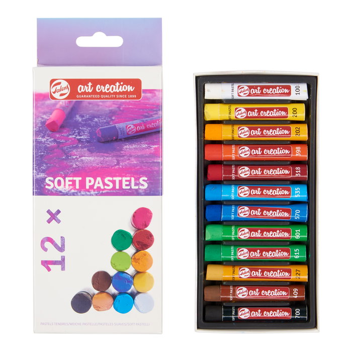 TALENS ART CREATION Pasteles Suaves Barras Redondas Solubles en Agua Caja de 12 TALENS ART CREATION Pasteles Suaves Barras Redondas Solubles en Agua Caja de 12